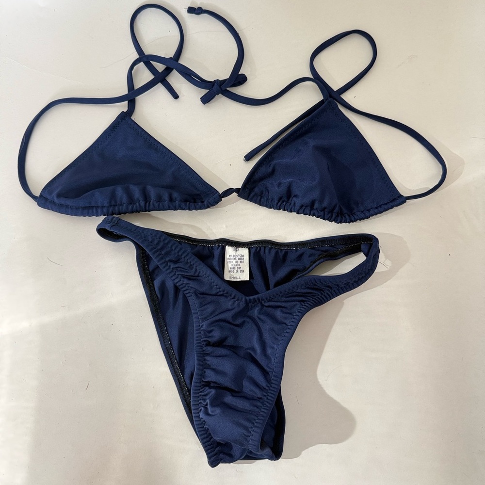 Vintage Navy Triangle String Bikini
